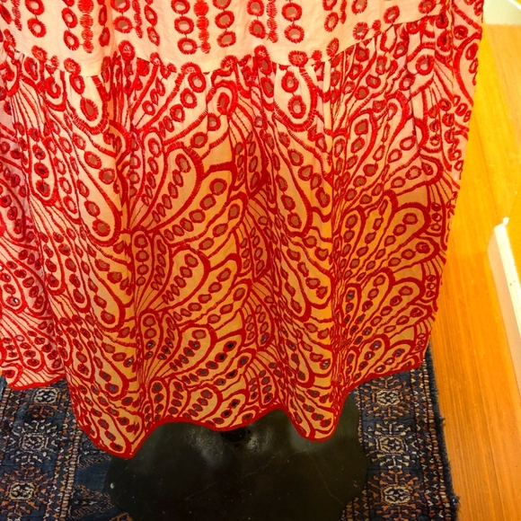 Zimmerman Elegant Red And White Embroidered Patterned Maxi Dress - Picture 5 of 7